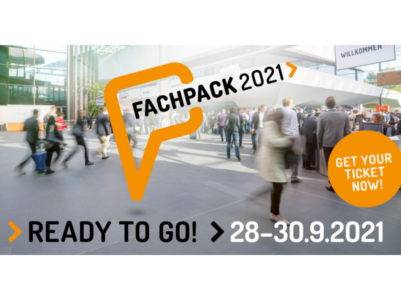 Banner of Fachpack 2021, European exhibition for packaging, processing, and technology to be held in Nuremberg Germany from 28th to 30th September 2021.