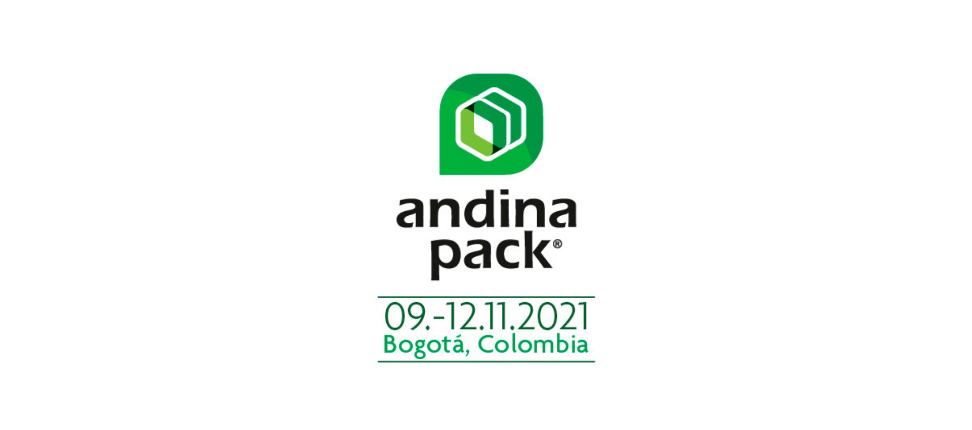 Banner of the Andina Pack 2021 trade show will be held on Novembre 9th to 10th, 2021 in Bogotá, Colombia. 