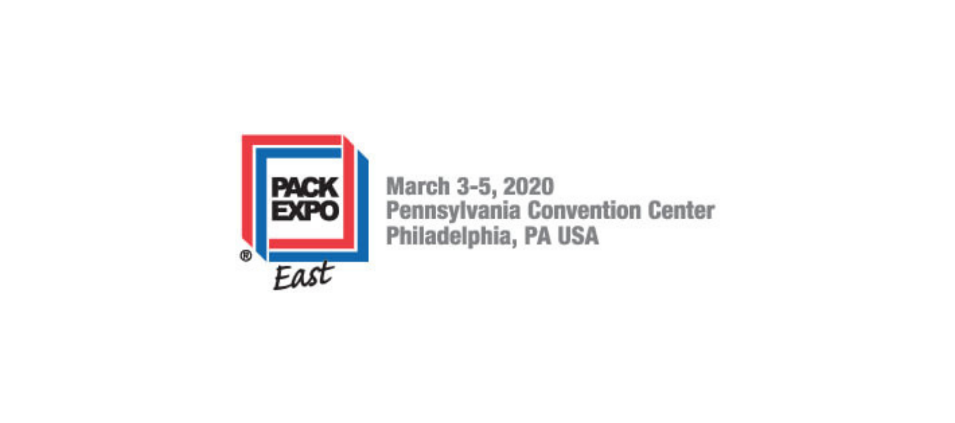 Banner of the Pack Expo East trade show to be held in Philadelphia from March 21 to 13, 2022 at the 